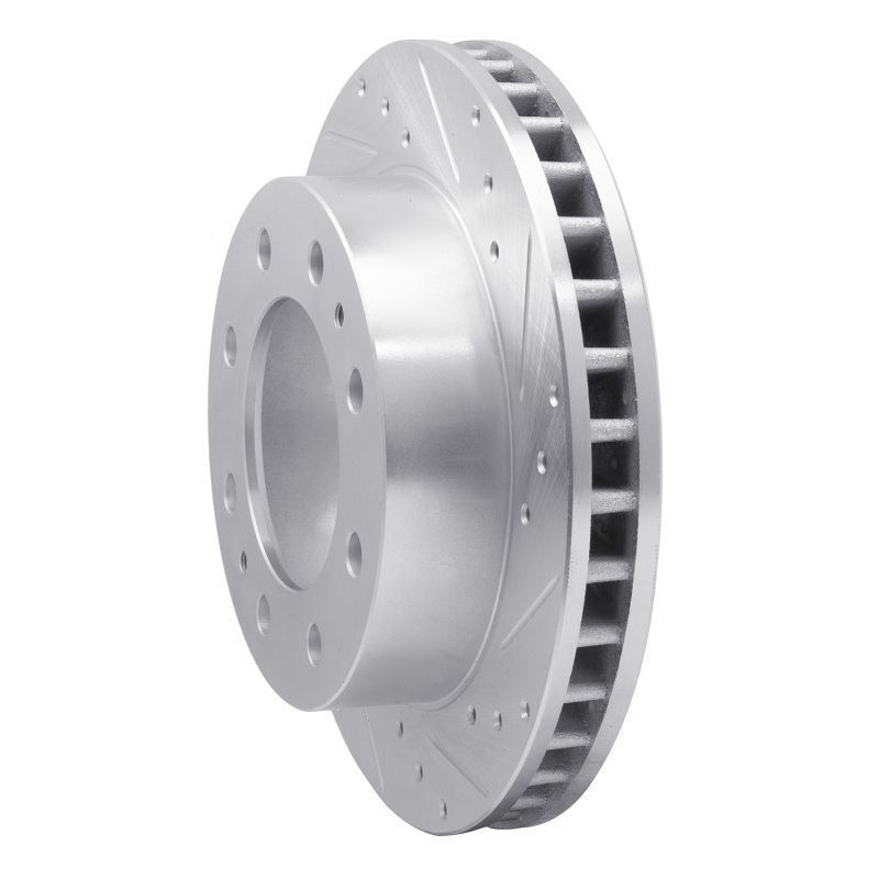 Cadillac DeVille Brake Rotor (1) - Front Right - R1 Concepts - Drilled & Slotted - Silver - `99-`20